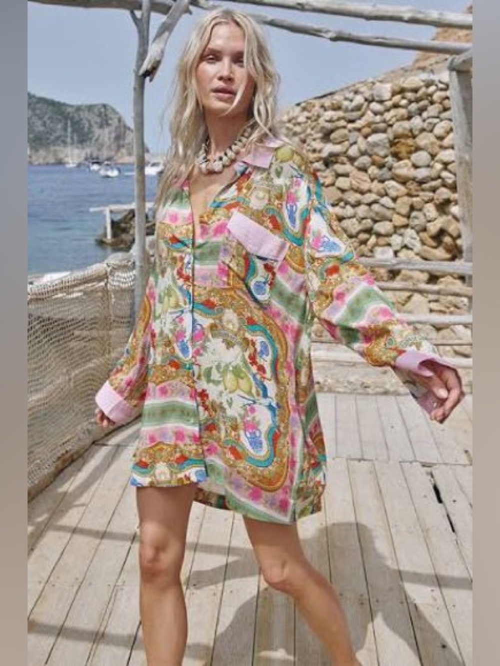 Spell Maddelena Shirt in Mosaic - Multicolor Paisley Button-Up Shirt